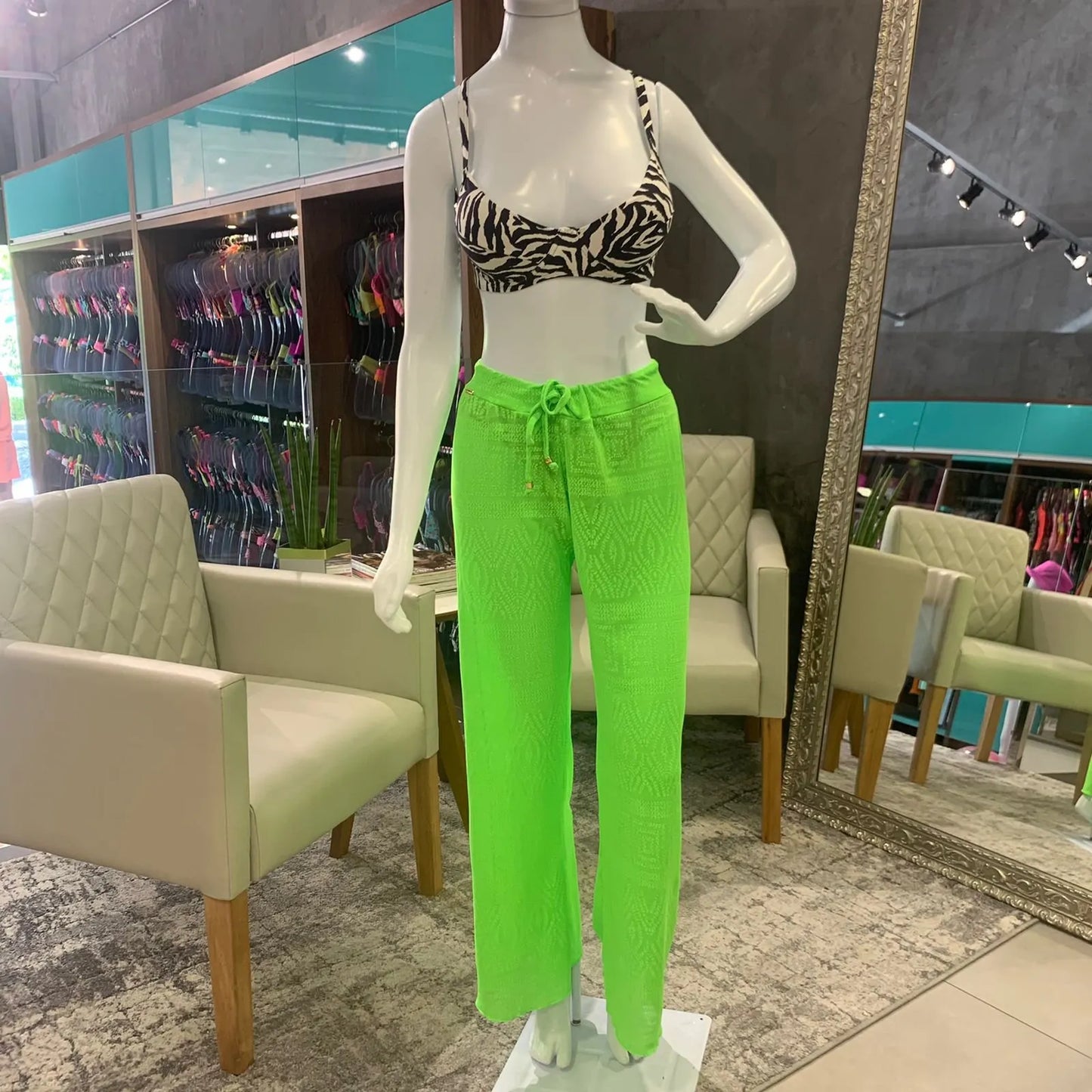 WOMAN COVER UP BEACH PANTS - GREEN
